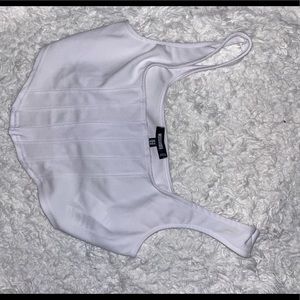 White bustier crop top